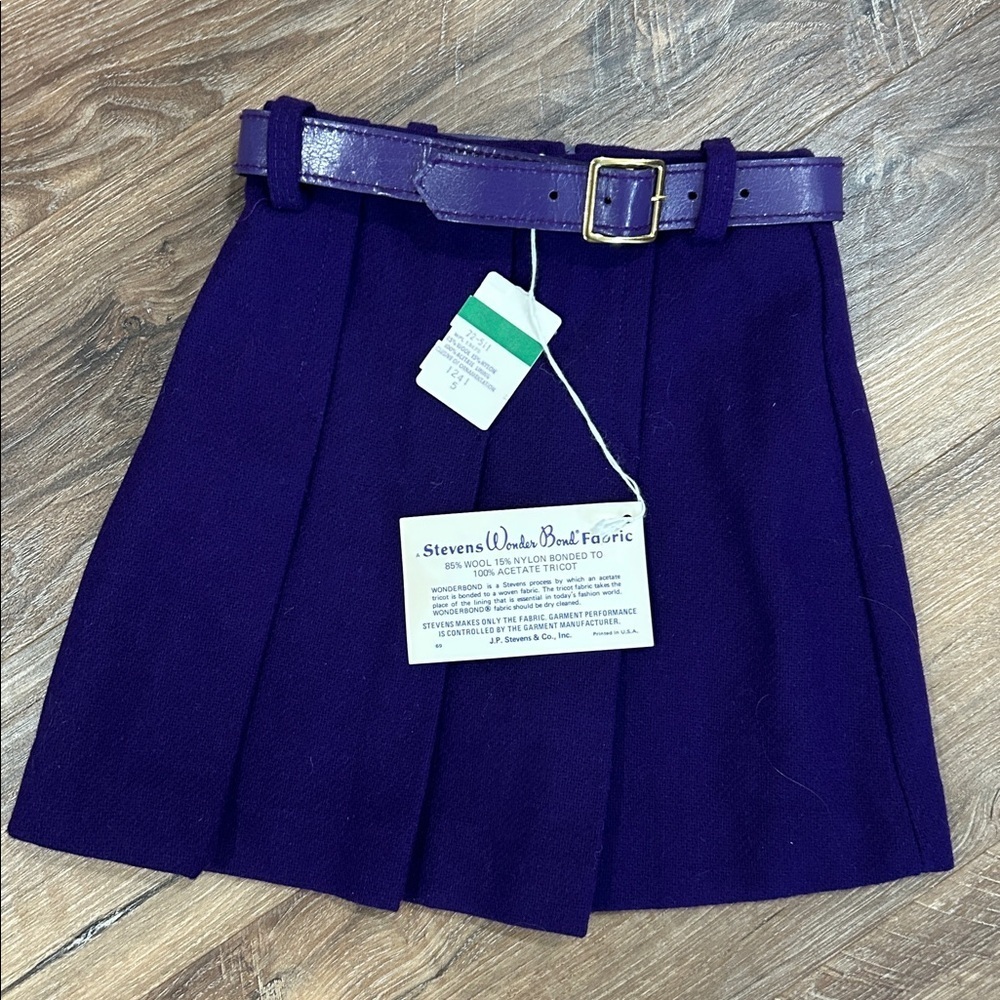 Vintage Stevens Fabrics Wool Skirt Girls Size 24/5 wonder bond fabric 85%Wool